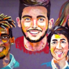 mural with seven people